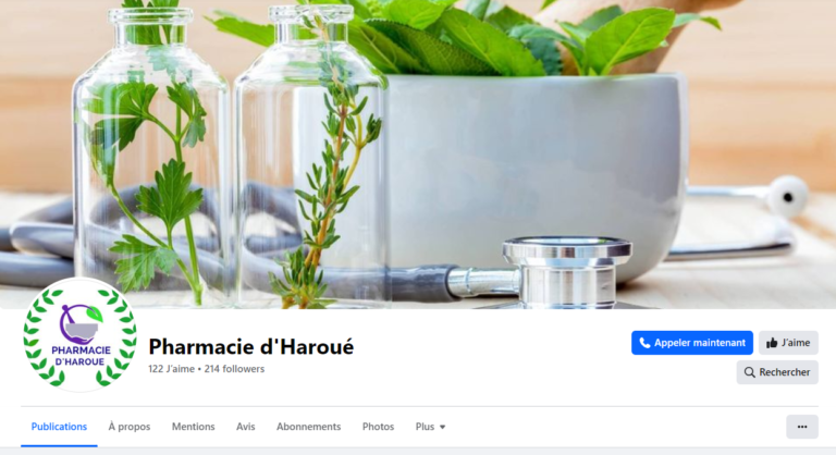 Screenshot de la page Facebook de la Pharmacie d'Haroué